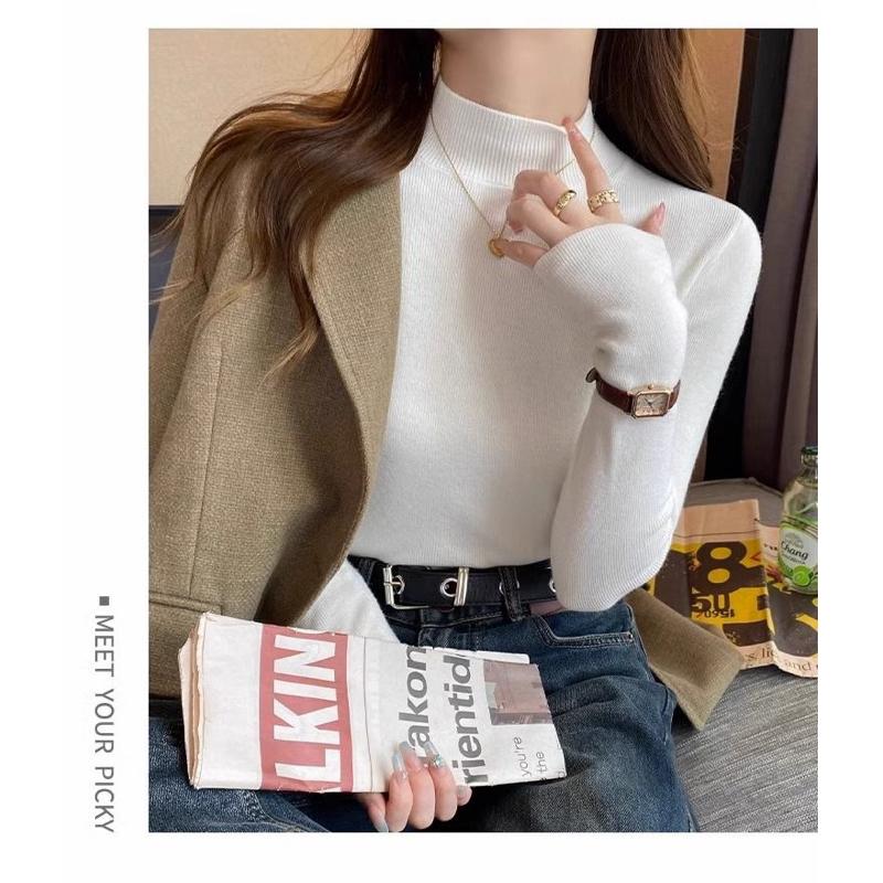 𝐑𝐈𝐂𝐇｜現貨♡小立領親膚包芯紗內搭打底上衣-細節圖4