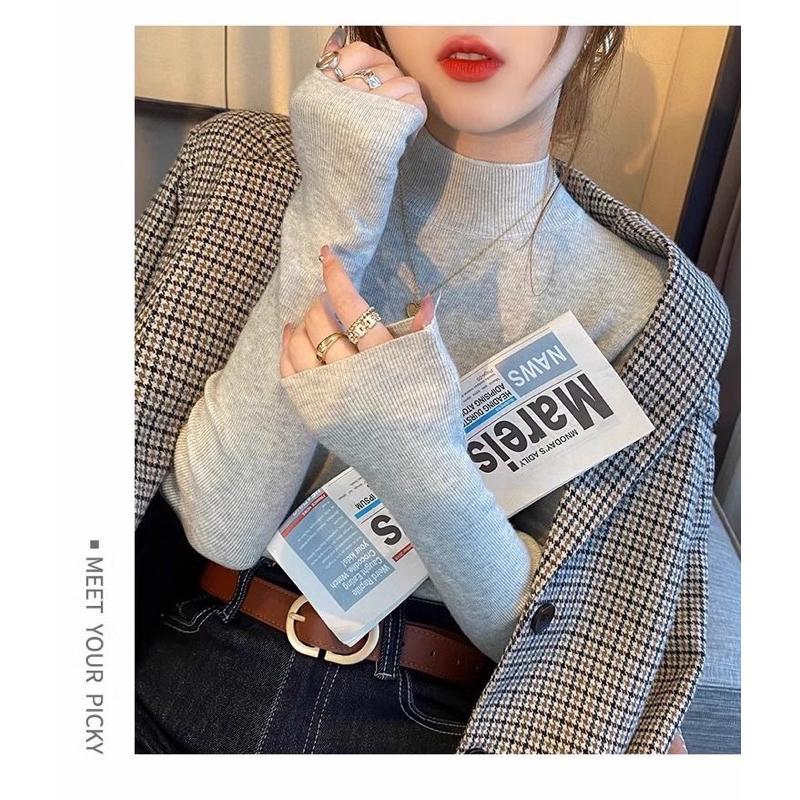 𝐑𝐈𝐂𝐇｜現貨♡小立領親膚包芯紗內搭打底上衣-細節圖5