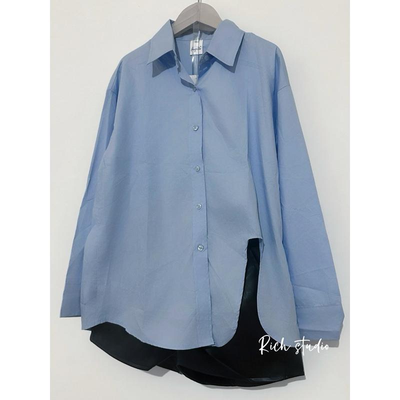 𝐑𝐈𝐂𝐇｜秋冬帥氣簡約皮外套+下擺開叉襯衫♡現貨+預購-細節圖6