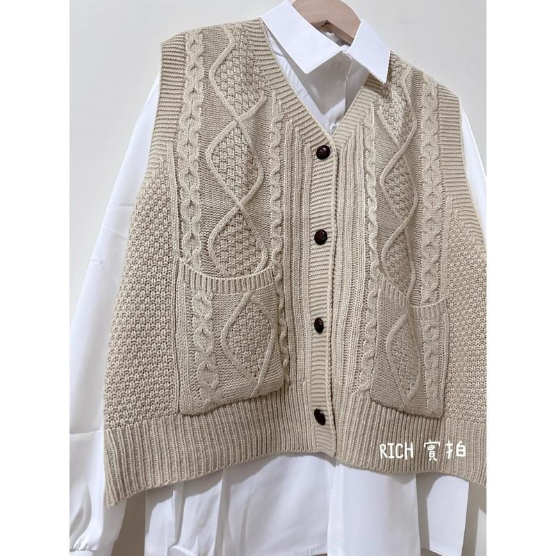 𝐑𝐈𝐂𝐇｜實拍*森系復古開衫馬甲+百搭襯衫兩件式上衣（預購）-細節圖6