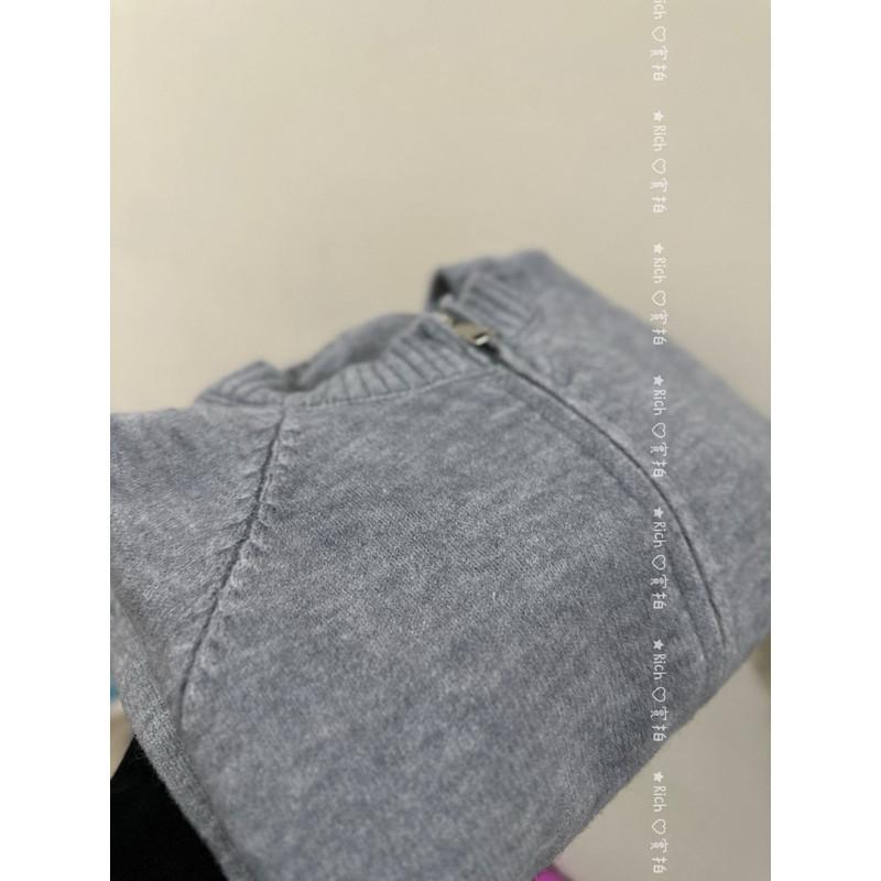 𝐑𝐈𝐂𝐇｜實拍*灰色短款毛衣外套雙拉鍊長袖針織上衣（現貨）-細節圖8