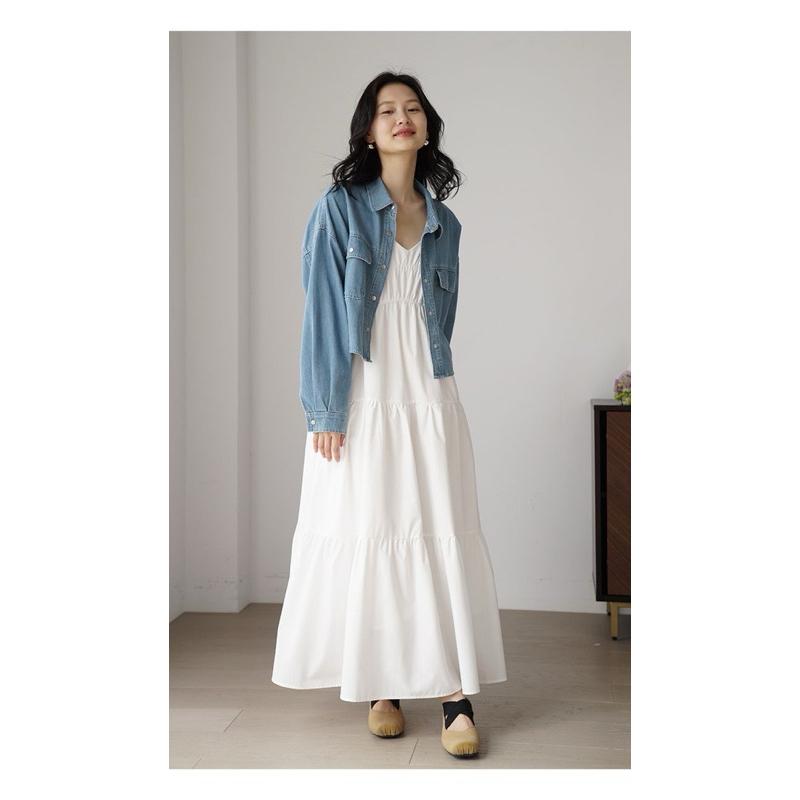 𝐑𝐈𝐂𝐇｜預購☁️超好看!!牛仔薄款外套前短後長上衣-細節圖5