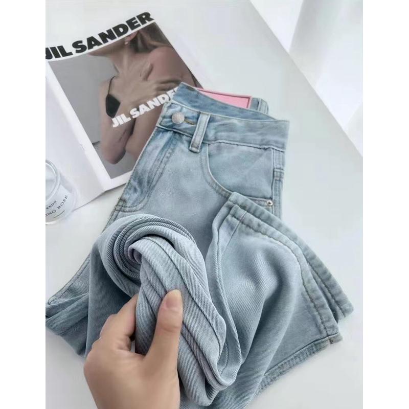 𝐑𝐈𝐂𝐇｜現貨+預購🫧天絲闊腿冰絲夏季薄款淺藍色牛仔褲-細節圖2