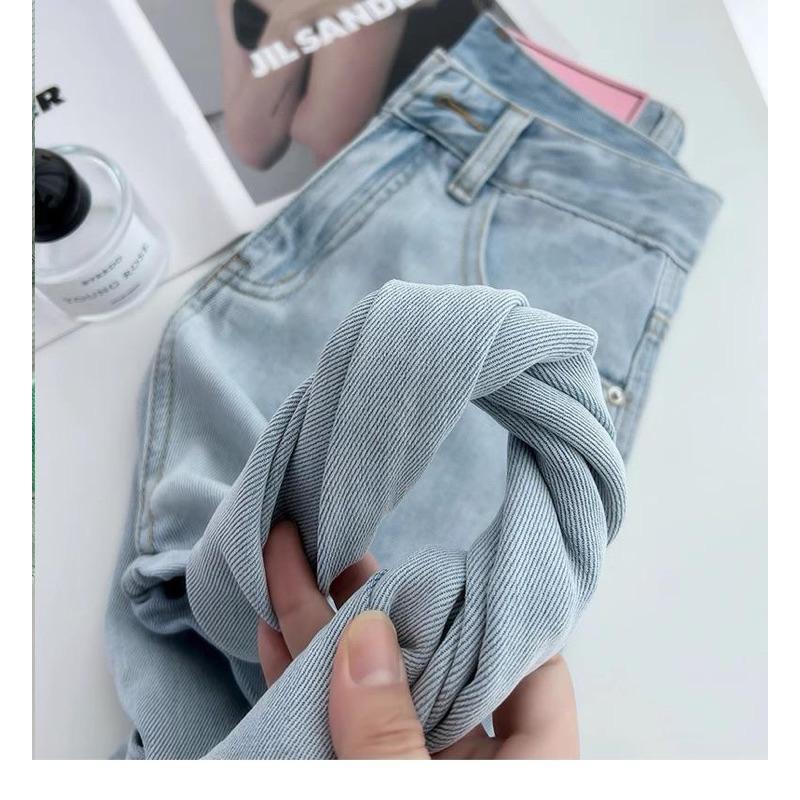 𝐑𝐈𝐂𝐇｜現貨+預購🫧天絲闊腿冰絲夏季薄款淺藍色牛仔褲-細節圖3