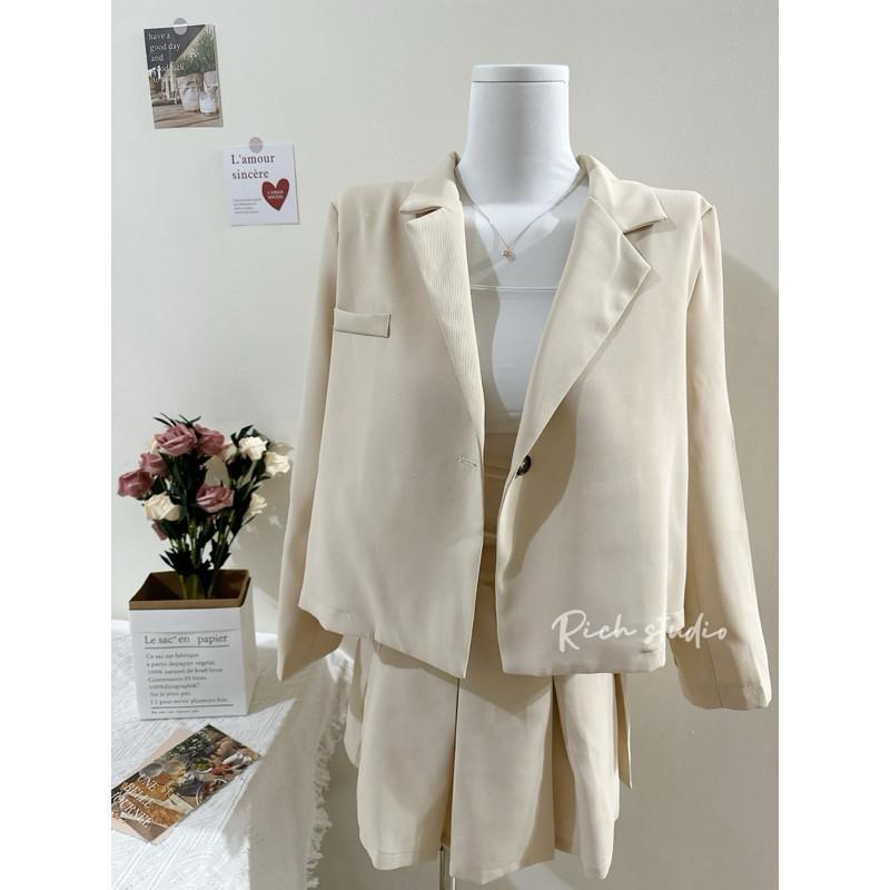 𝐑𝐈𝐂𝐇🏷️ 𝐒𝐚𝐥𝐞 ୨୧實拍*西裝外套+百褶裙兩件套🫧現貨-細節圖2