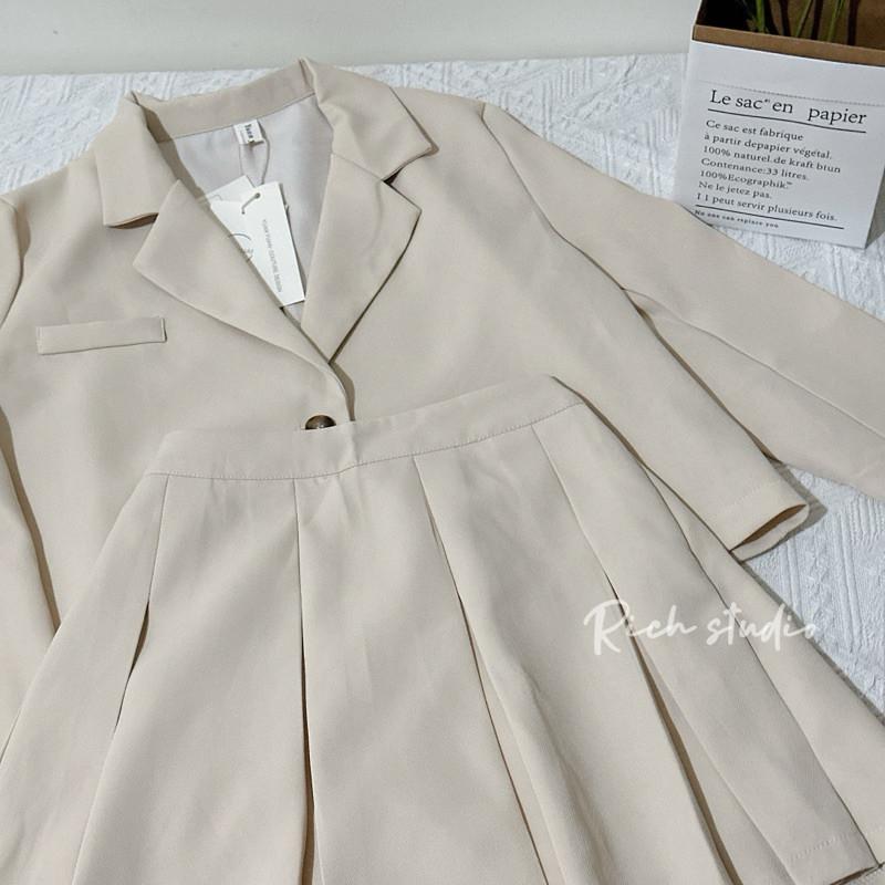 𝐑𝐈𝐂𝐇🏷️ 𝐒𝐚𝐥𝐞 ୨୧實拍*西裝外套+百褶裙兩件套🫧現貨-細節圖5