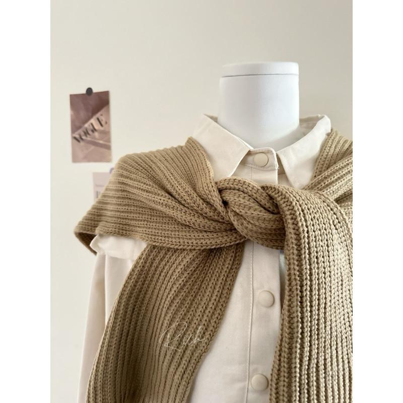 𝐑𝐈𝐂𝐇｜現貨+預購🫶🏻實拍*鹽系韓版襯衫疊穿披肩上衣-細節圖8