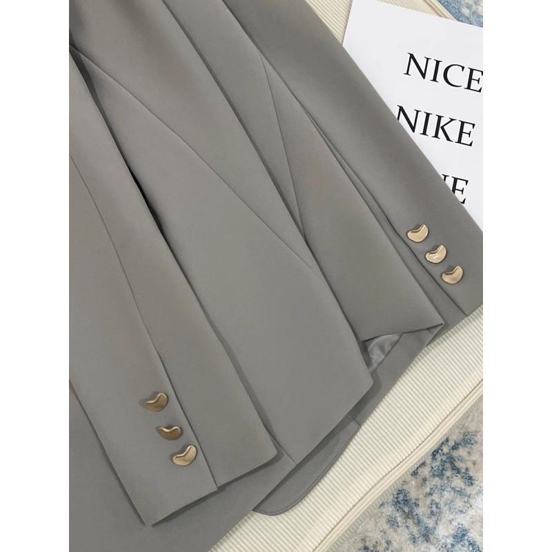 𝐑𝐈𝐂𝐇｜現貨+預購♡百搭時尚雅灰色黑色寬鬆英倫風中長款西裝外套-細節圖6