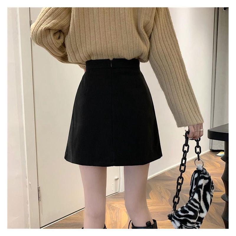 𝐑𝐈𝐂𝐇｜現貨+預購♡顯瘦A字毛呢百褶裙超好搭♡有安全褲-細節圖6