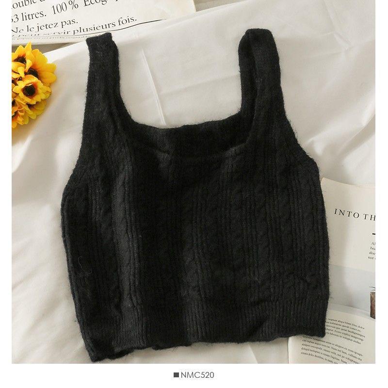 𝐑𝐈𝐂𝐇｜現貨+預購♡復古麻花針織吊帶背心女外穿內搭短款疊穿馬甲-細節圖2