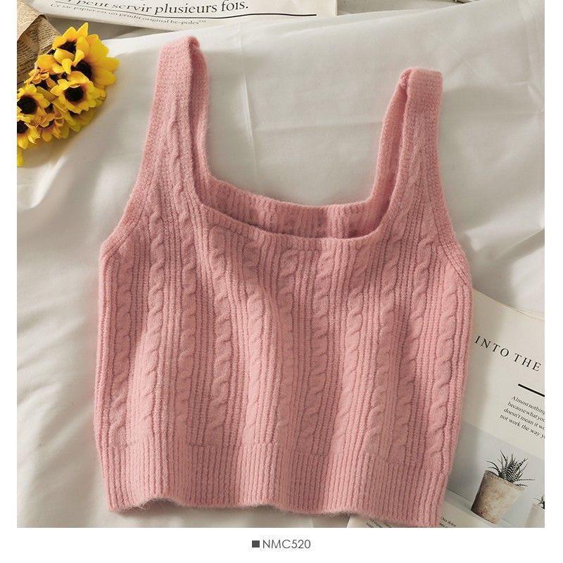 𝐑𝐈𝐂𝐇｜現貨+預購♡復古麻花針織吊帶背心女外穿內搭短款疊穿馬甲-細節圖5