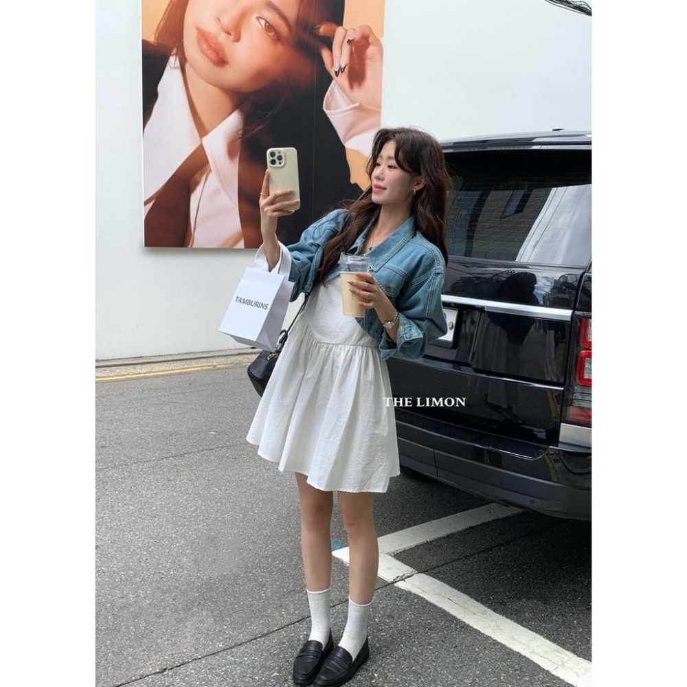 𝐑𝐈𝐂𝐇｜𝗧𝗛𝗘 𝗟𝗜𝗠𝗢𝗡🍋韓系復古翻領坎肩式百搭短款牛仔外套 預購 6070-細節圖8