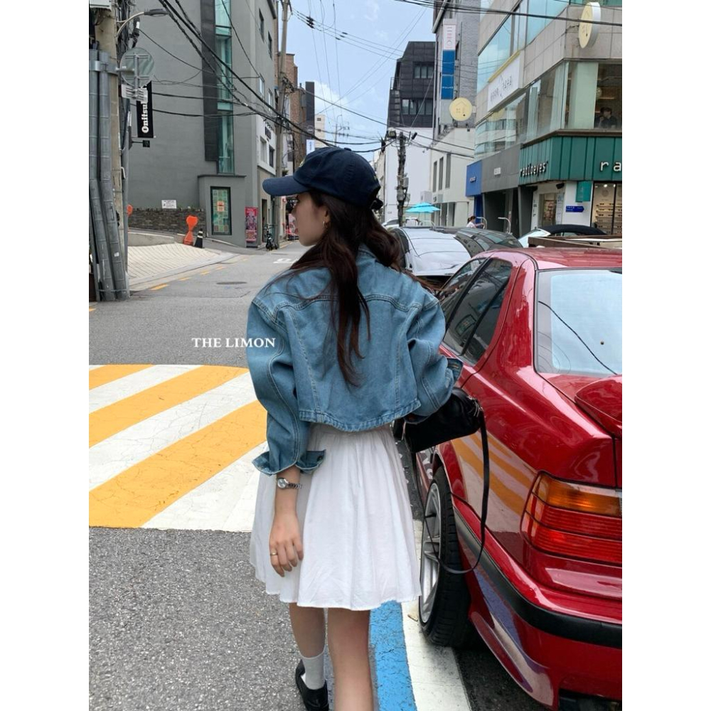 𝐑𝐈𝐂𝐇｜𝗧𝗛𝗘 𝗟𝗜𝗠𝗢𝗡🍋韓系復古翻領坎肩式百搭短款牛仔外套 預購 6070-細節圖9
