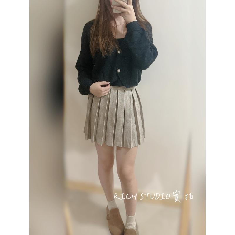 𝐑𝐈𝐂𝐇｜超顯瘦遮跨針織百褶裙🫶🏻現貨-細節圖7