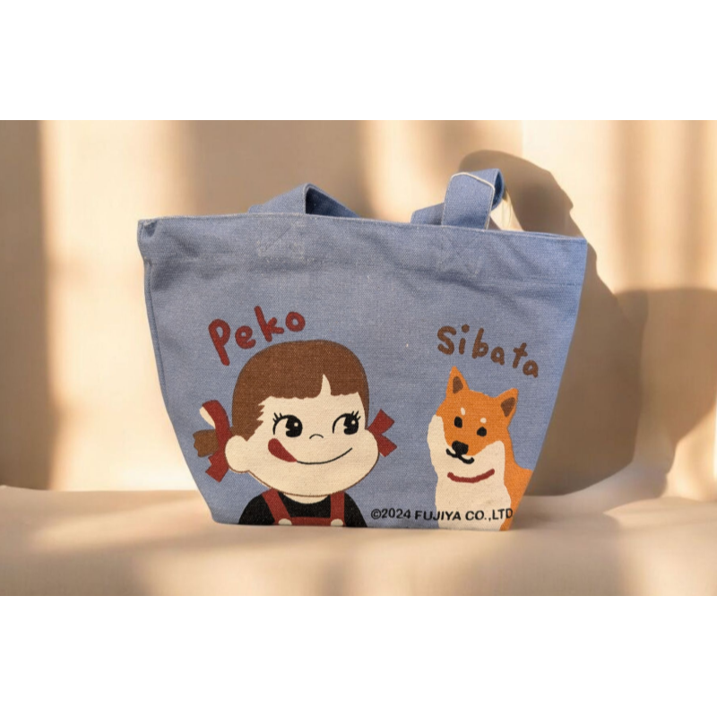 《希望之棲》【現貨】日本進口不二家Peko娃娃迷你托特包 ペコちゃん 手提袋 托特包 100%純棉 貓犬-細節圖2