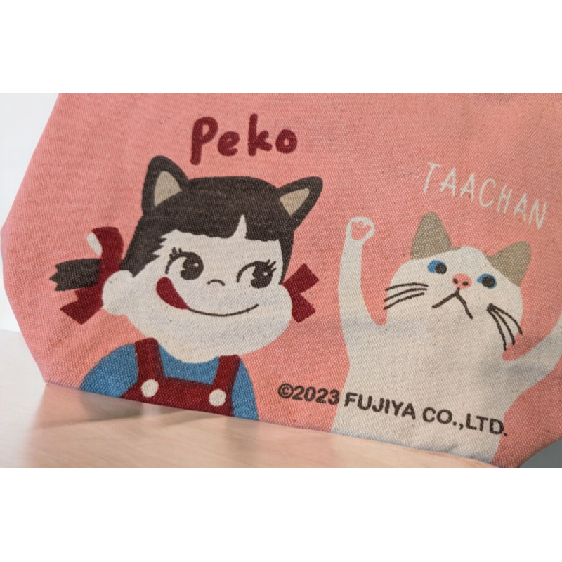 《希望之棲》【現貨】日本進口不二家Peko娃娃迷你托特包 ペコちゃん 手提袋 托特包 100%純棉 貓犬-規格圖6