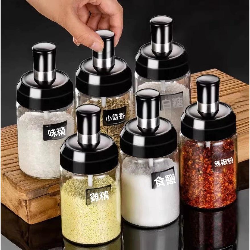加厚玻璃 勺蓋一體 調味盒 廚房調味罐 刷醬 湯匙蓋 一體 密封鹽罐 密封罐 調味罐 防潮密封罐 防漏調味瓶 露營-細節圖3