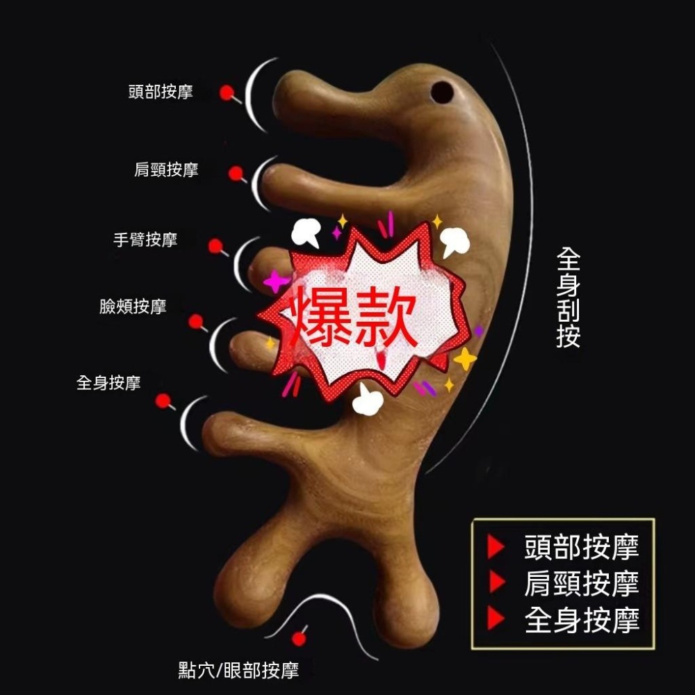 按摩梳 頭皮按摩梳 多功能按摩器 穴道按摩梳 手持按摩梳 穴位按摩棒 經絡按摩梳 頭部按摩器 全身按摩梳 眼部按摩器-細節圖3
