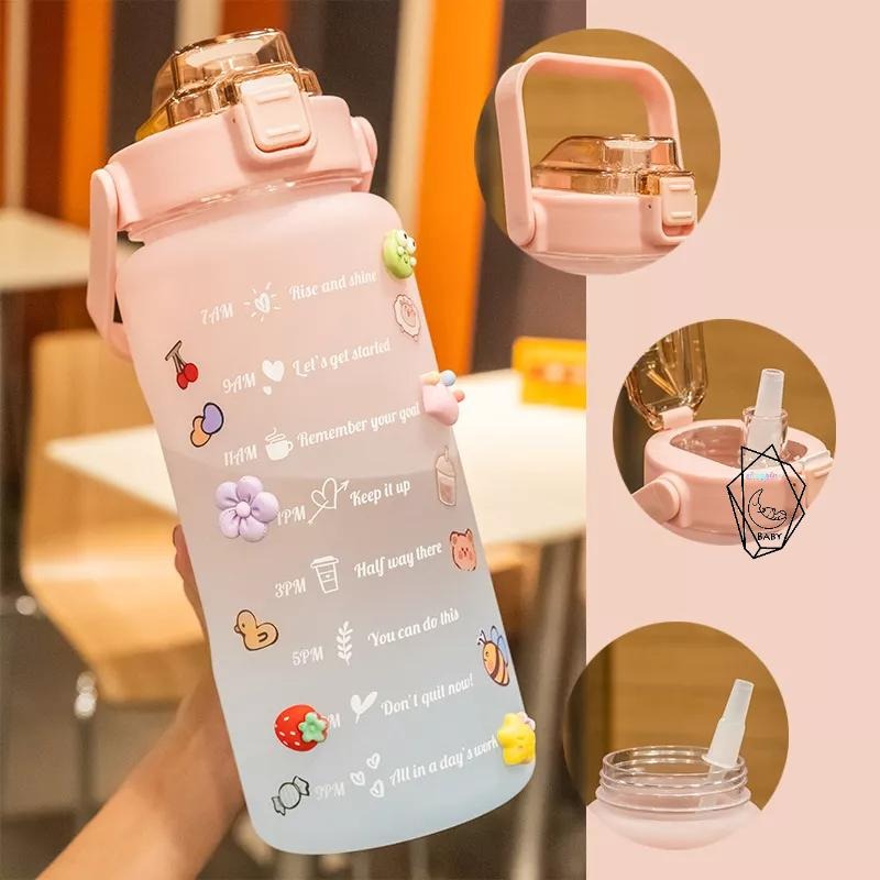 【貝比】 公司貨 漸變水壺 2000ML彈蓋水壺 防摔水壺 檢驗合格 運動水壺  磨砂水壺 雙色 吸管水壺 耐熱水壺-細節圖4