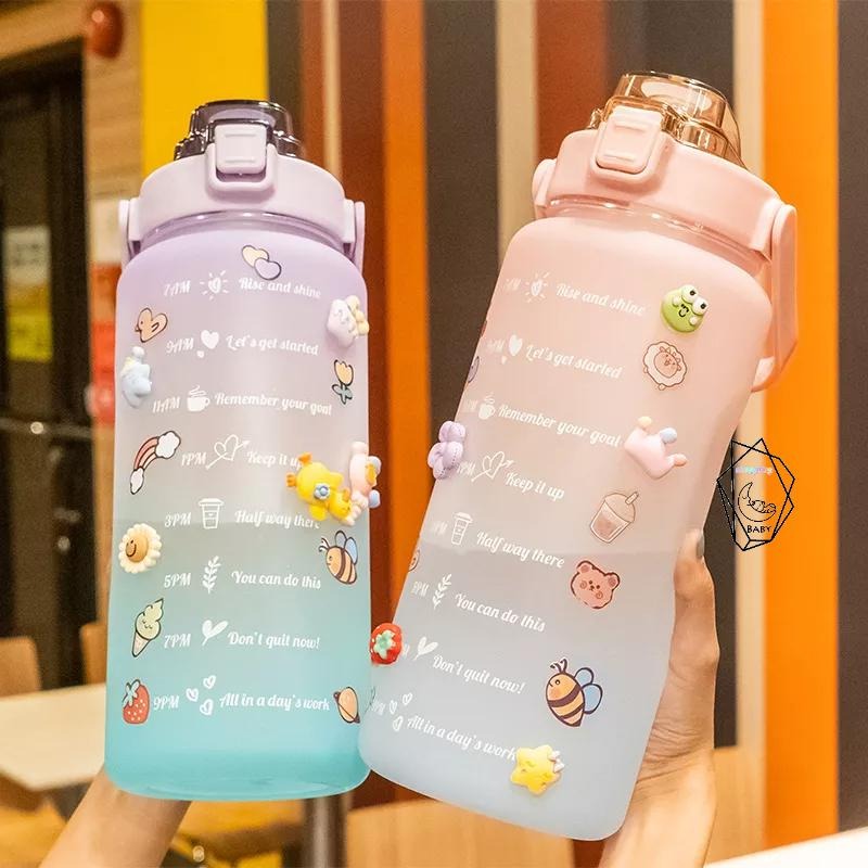 【貝比】 公司貨 漸變水壺 2000ML彈蓋水壺 防摔水壺 檢驗合格 運動水壺  磨砂水壺 雙色 吸管水壺 耐熱水壺-細節圖5