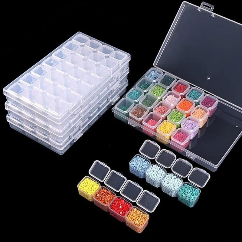 收納盒 28格美甲飾品盒 串珠收納盒 飾品收納盒 分類盒 五金盒 分格裝 迷你鑽孔盒 透明塑膠盒 GD生活批發-細節圖2