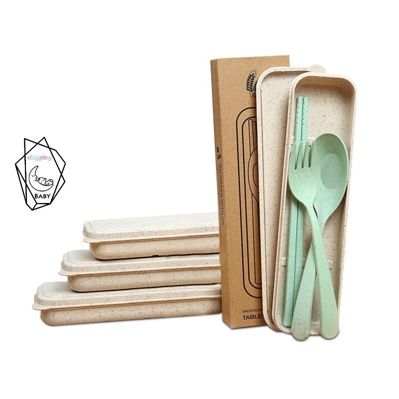 『貝比』 小麥餐具【三件組送紙盒包裝】免洗餐具 環保餐具 餐具組外出餐具組 環保筷 小麥秸稈 環保餐具 贈品 選舉小物-細節圖5