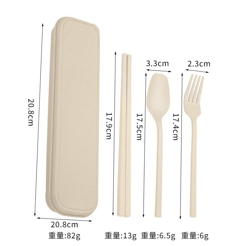 『貝比』 小麥餐具【三件組送紙盒包裝】免洗餐具 環保餐具 餐具組外出餐具組 環保筷 小麥秸稈 環保餐具 贈品 選舉小物-規格圖9