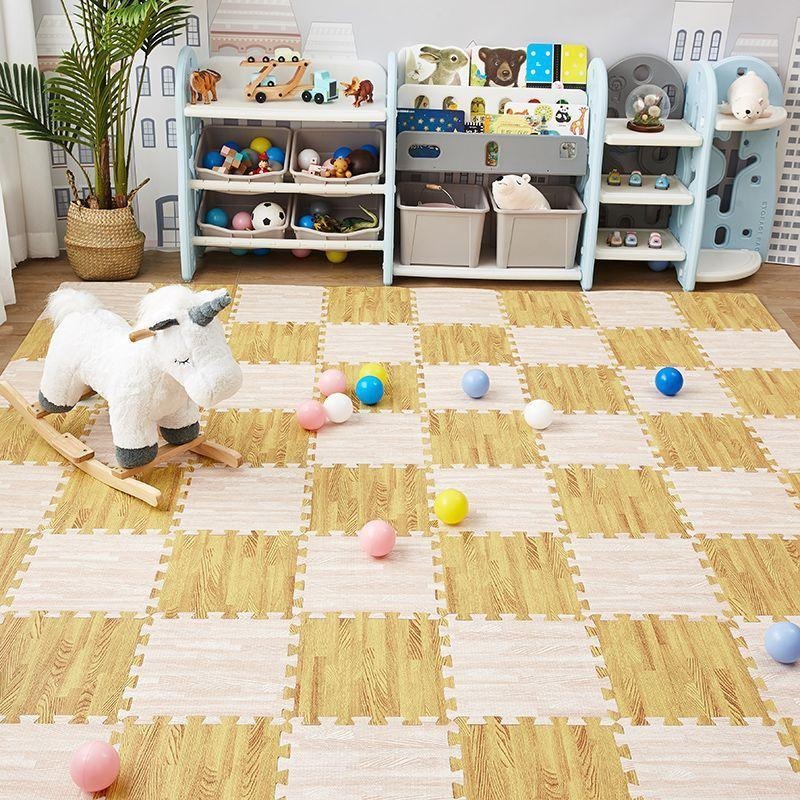 12片108元 靜音 防震 木紋巧拼 仿木紋地墊 防撞 白橡木紋 木紋地墊 巧拼 巧拼軟墊 拼接地墊 拼裝爬行墊 遊戲墊-細節圖8