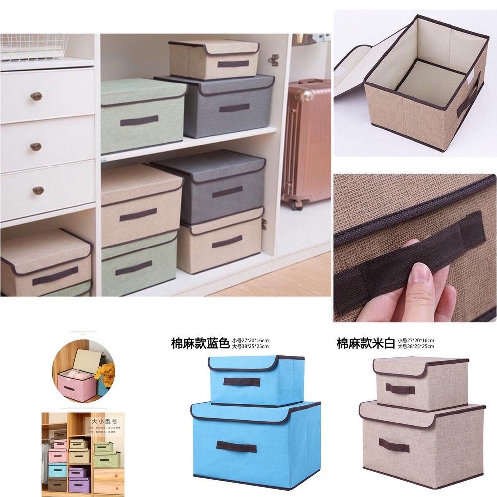 收納盒 收納 棉麻折疊收納箱 衣物內衣整理箱床底 居家收納 兒童衣服儲物箱 桌上收納 收納籃 棉麻收納籃收納袋-細節圖2