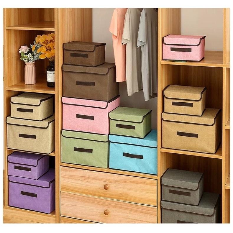 收納盒 收納 棉麻折疊收納箱 衣物內衣整理箱床底 居家收納 兒童衣服儲物箱 桌上收納 收納籃 棉麻收納籃收納袋-細節圖8