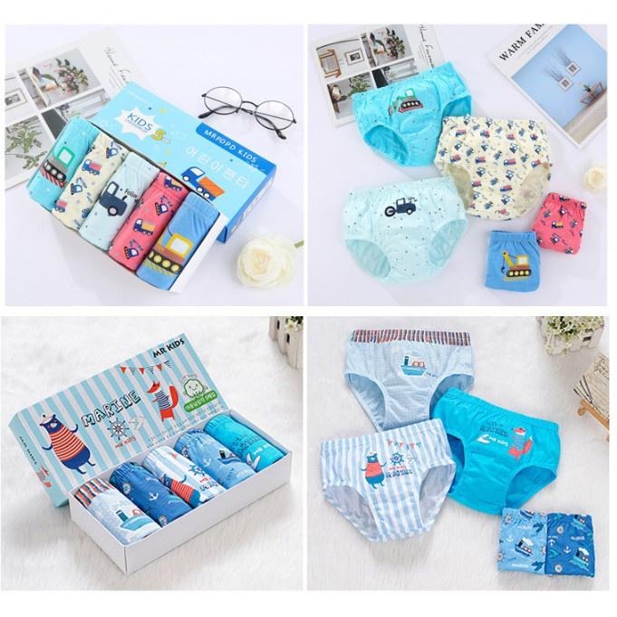 內褲 熱銷 兒童內褲 透氣禮盒 男童 三角內褲 盒裝5件 類純棉 恐龍 小恐龍 卡車 賽車 可愛-細節圖2
