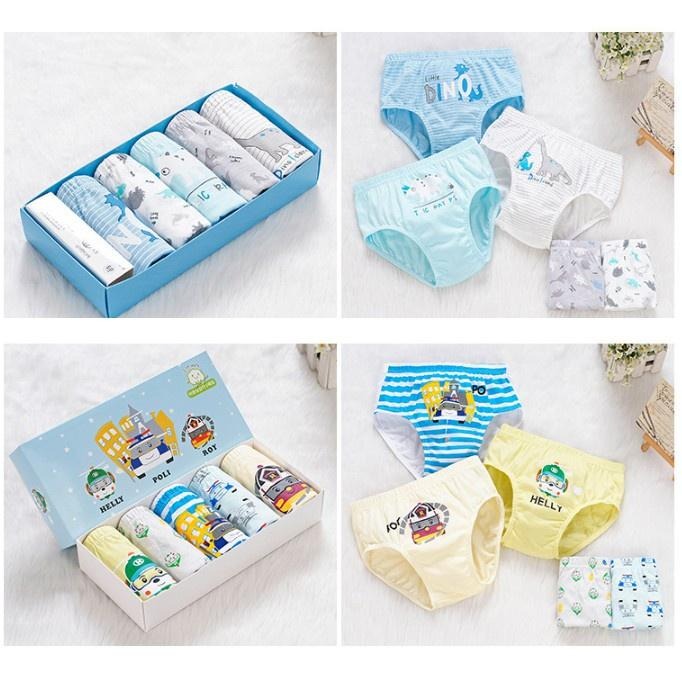 內褲 熱銷 兒童內褲 透氣禮盒 男童 三角內褲 盒裝5件 類純棉 恐龍 小恐龍 卡車 賽車 可愛-細節圖3