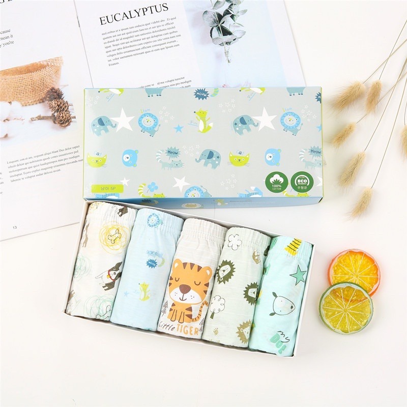 內褲 熱銷 兒童內褲 透氣禮盒 男童 三角內褲 盒裝5件 類純棉 恐龍 小恐龍 卡車 賽車 可愛-規格圖9