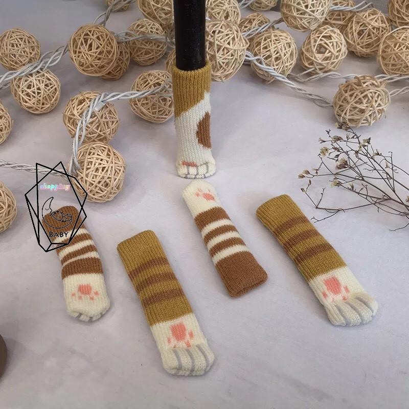 4個一套16元 門把套 椅子靜音木地板耐磨雙層加厚針織腳墊 貓咪造型腳套 桌椅套 貓咪肉球腳套 桌腳套 貓腳套 椅腳套-細節圖2