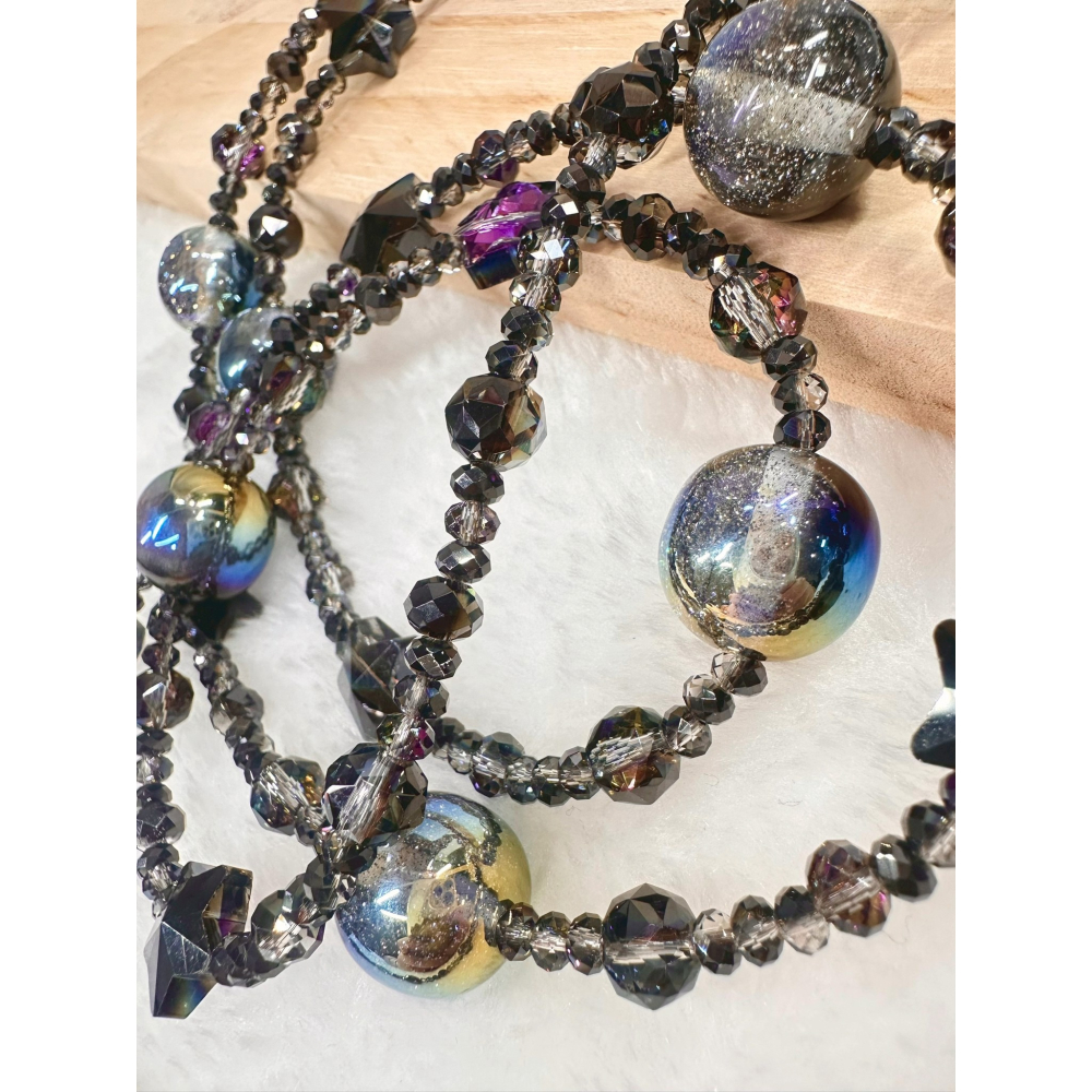 A2雙色滿天星貓眼海蒂珠長鍊 海蒂珠 花球 繡球花 夜光 溫變 雙鍊 單鍊 手機鍊 手機掛繩 包掛-細節圖2