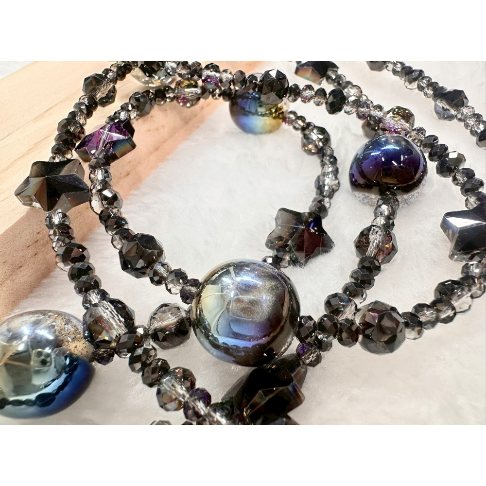 A2雙色滿天星貓眼海蒂珠長鍊 海蒂珠 花球 繡球花 夜光 溫變 雙鍊 單鍊 手機鍊 手機掛繩 包掛-細節圖3