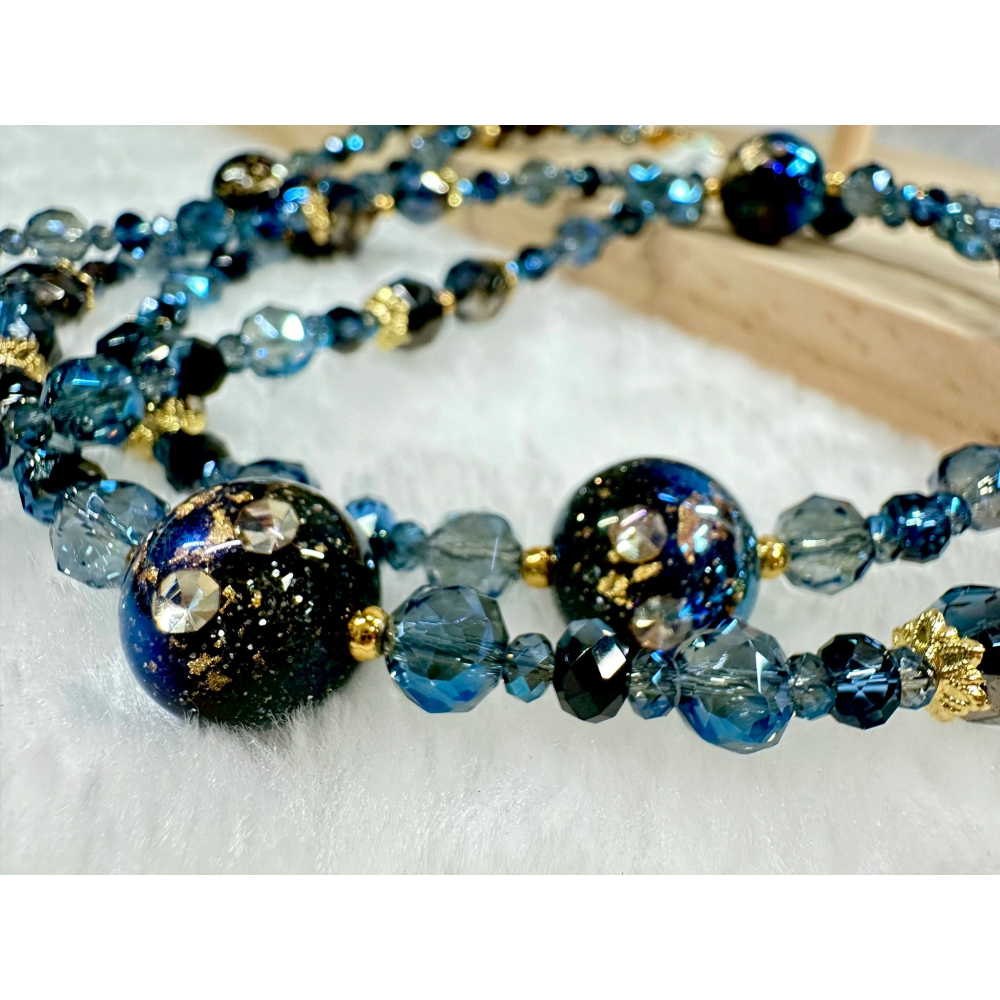 A2土耳其藍內鑲鑽滿天星海蒂珠長鍊 海蒂珠 花球 繡球花 夜光 溫變 雙鍊 單鍊 手機鍊 手機掛繩 包掛-細節圖4