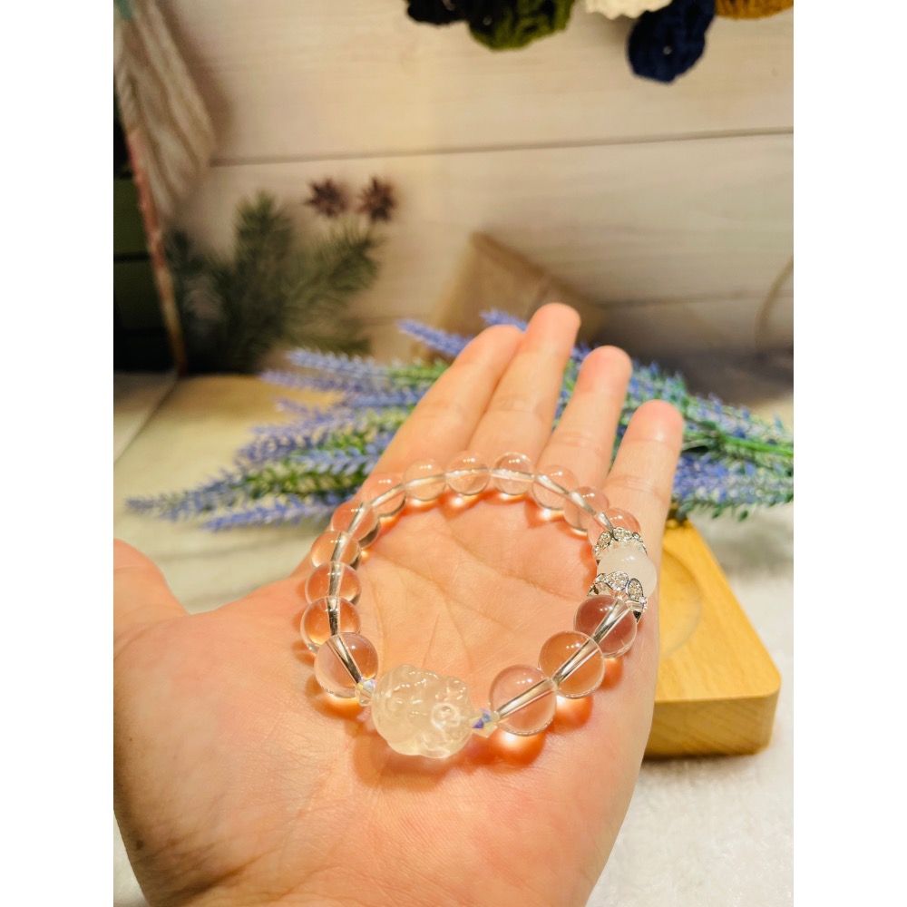 白水晶貔貅手鍊氣質而不張揚淨化提升能量招財納福保護磁場-細節圖2