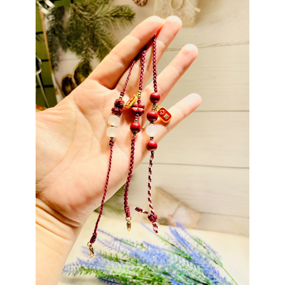 硃砂款編織手繩貔貅四葉草設計款顯白百搭擋煞招財-細節圖4
