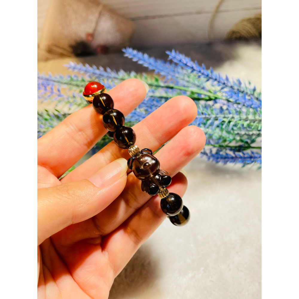 可愛熊熊茶晶手鍊清除負能量旺事業熱情活力自信10mm-細節圖2