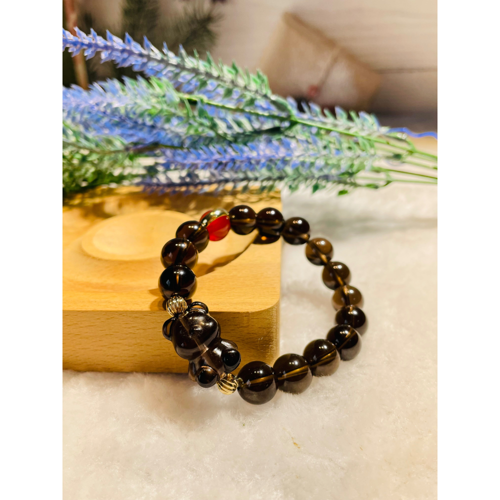 可愛熊熊茶晶手鍊清除負能量旺事業熱情活力自信10mm-細節圖3