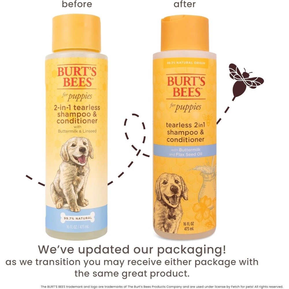 🐶美國原裝🐶 Burt＇s Bees 蜜蜂爺爺 二合一幼犬無淚沐浴露和護毛素 含酪乳和亞麻籽油-細節圖2