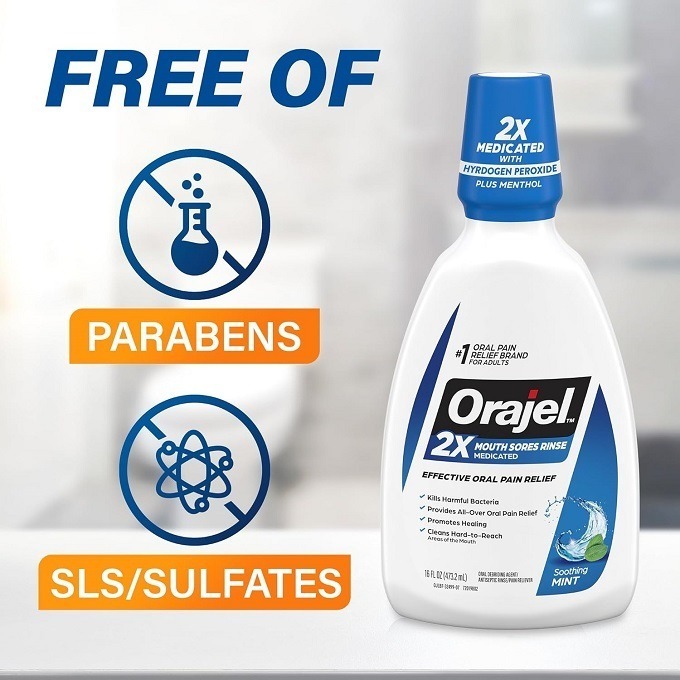 ⚕️家庭必備🔹全新包裝⚕️美國排名第一 Orajel 緩解疼痛，促進癒合，抗菌口腔潰瘍漱口水-細節圖6