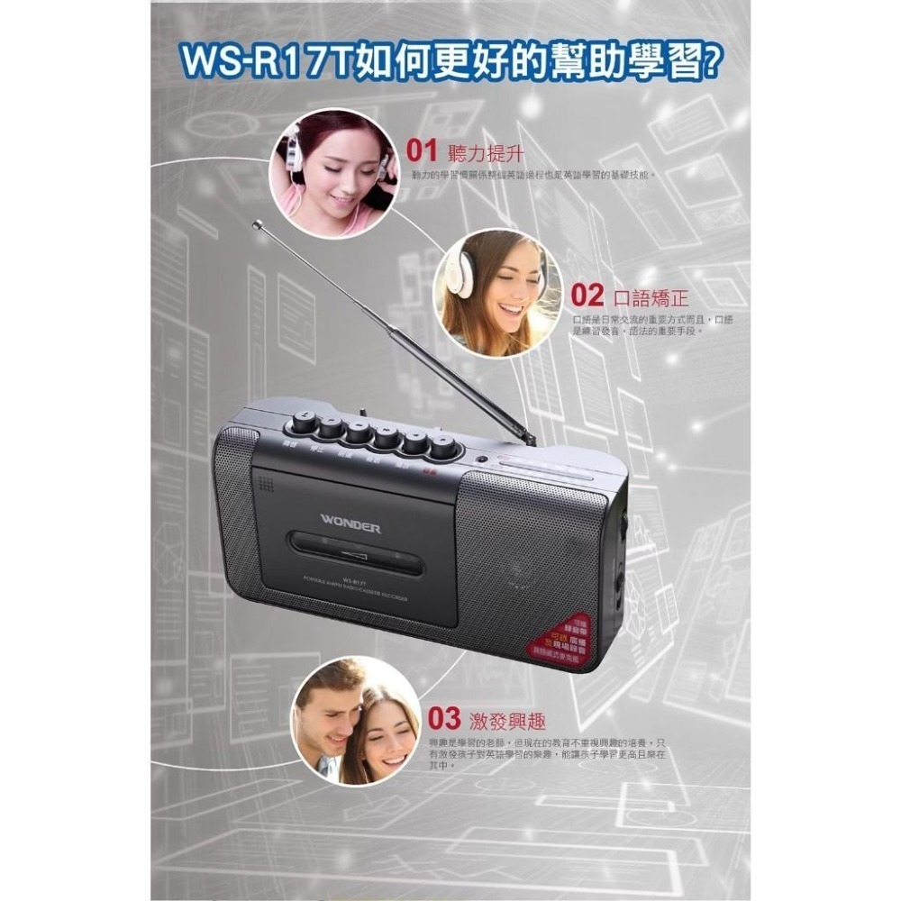 WONDER 手提式收錄音機 WS-R17T FM/AM手提式收音機WS-R15T-細節圖5