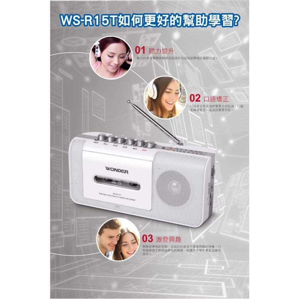 WONDER 手提式收錄音機 WS-R15T FM/AM手提式收音機WS-R17T-細節圖5