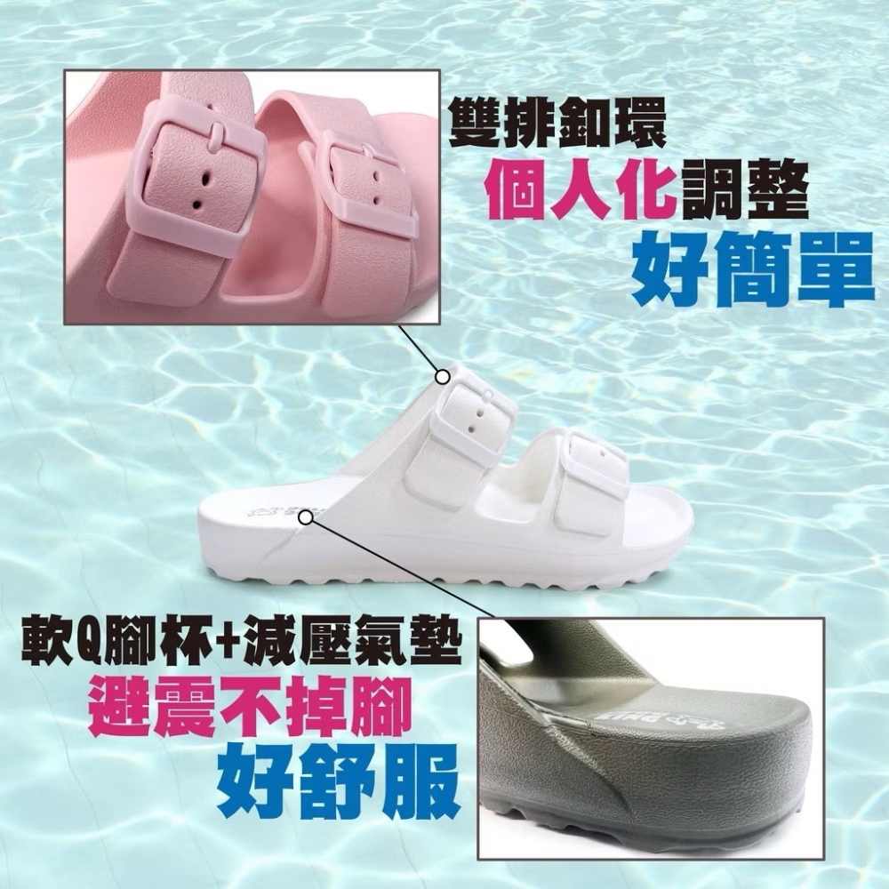 台灣製 男鞋 經典雙釦防水拖鞋 海灘鞋 平底拖鞋 AB拖-細節圖7