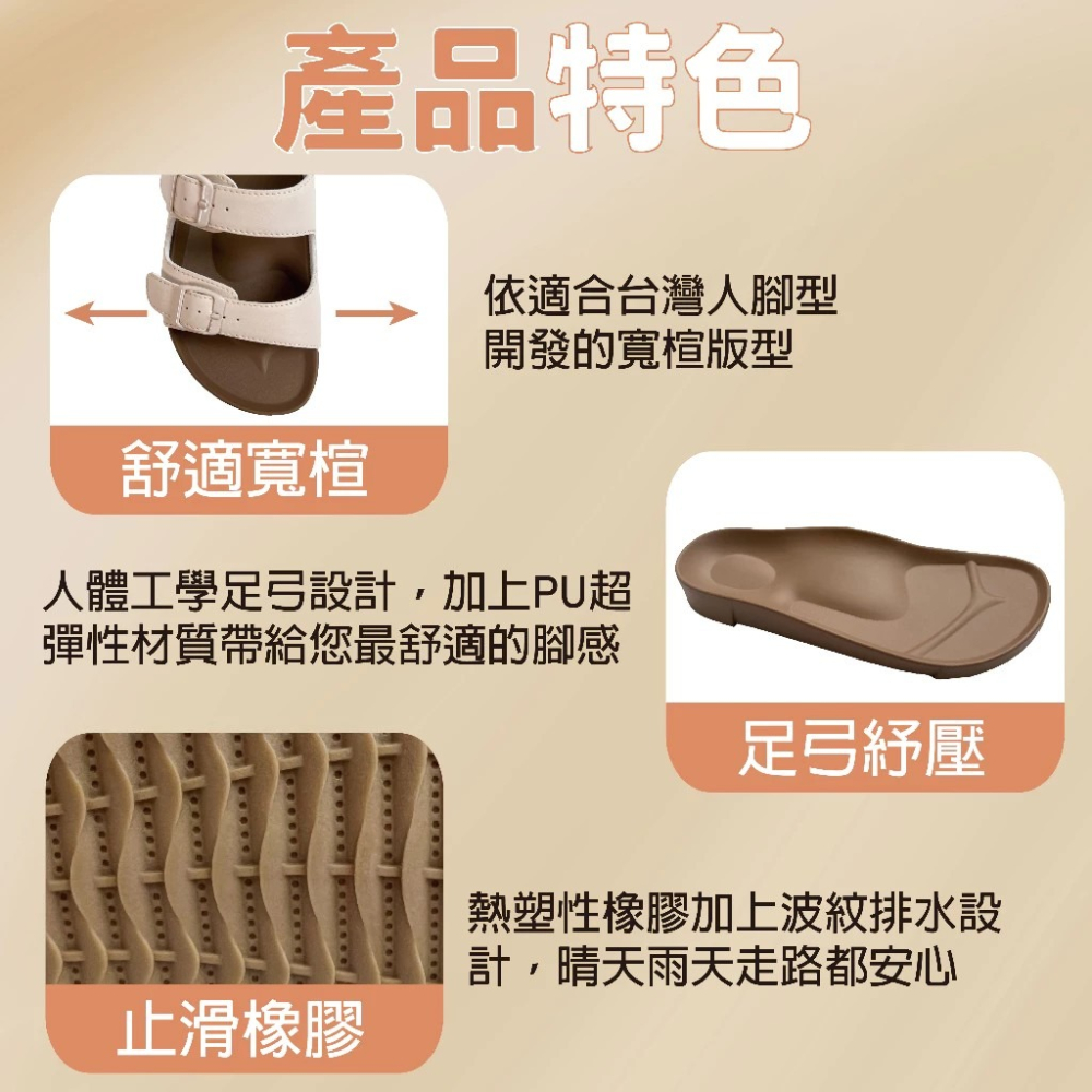 FROGKING 女鞋 經典雙帶厚底足弓紓壓拖鞋-細節圖4