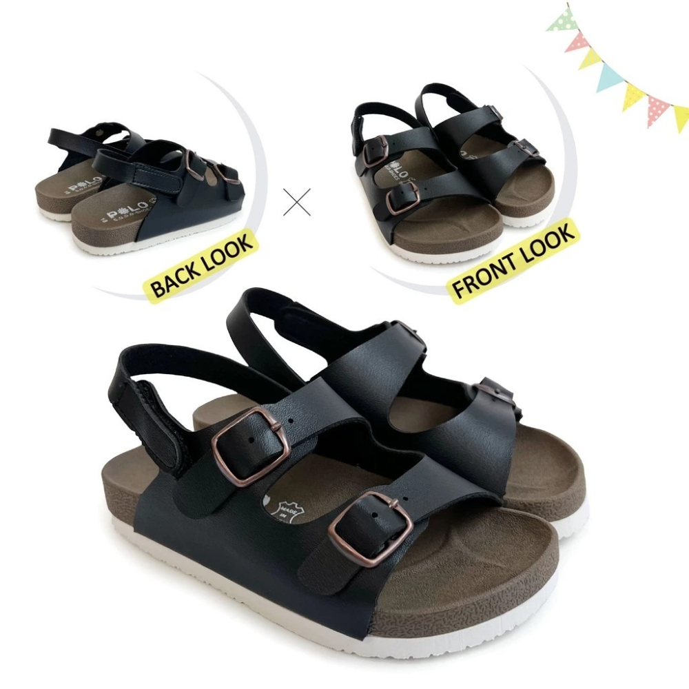 台灣製 童鞋 糖果跳色小方釦休閒童涼鞋-細節圖3