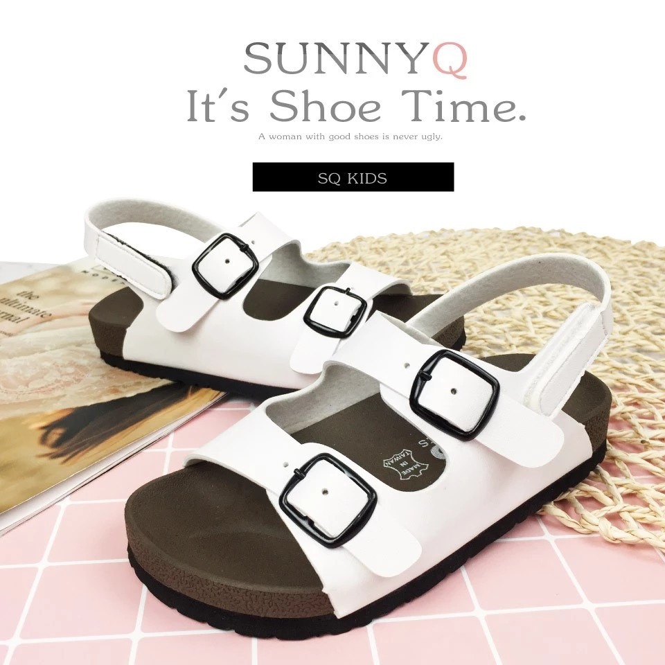 台灣製 童鞋 糖果跳色小方釦休閒童涼鞋-細節圖7