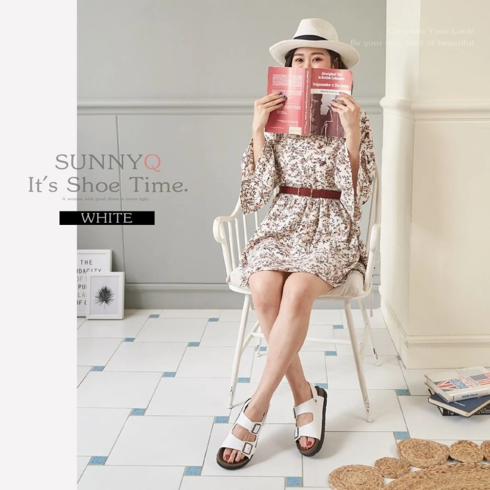 台灣製 女鞋 質感雙釦寬帶魔鬼氈休閒厚底涼鞋-細節圖2